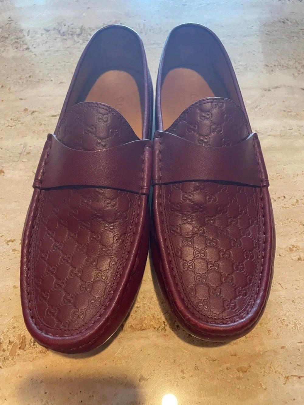 Gucci Men's Size 9.5 Burgundy Leather Penny Loafers